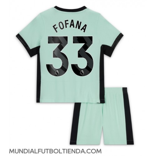 Camiseta Chelsea Wesley Fofana #33 Tercera Equipación Replica 2023-24 para niños mangas cortas (+ Pantalones cortos)